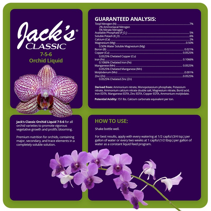 Jack's Classic 7-5-6 Orchid Liquid Concentrated Fertilizer with Micronutrients for