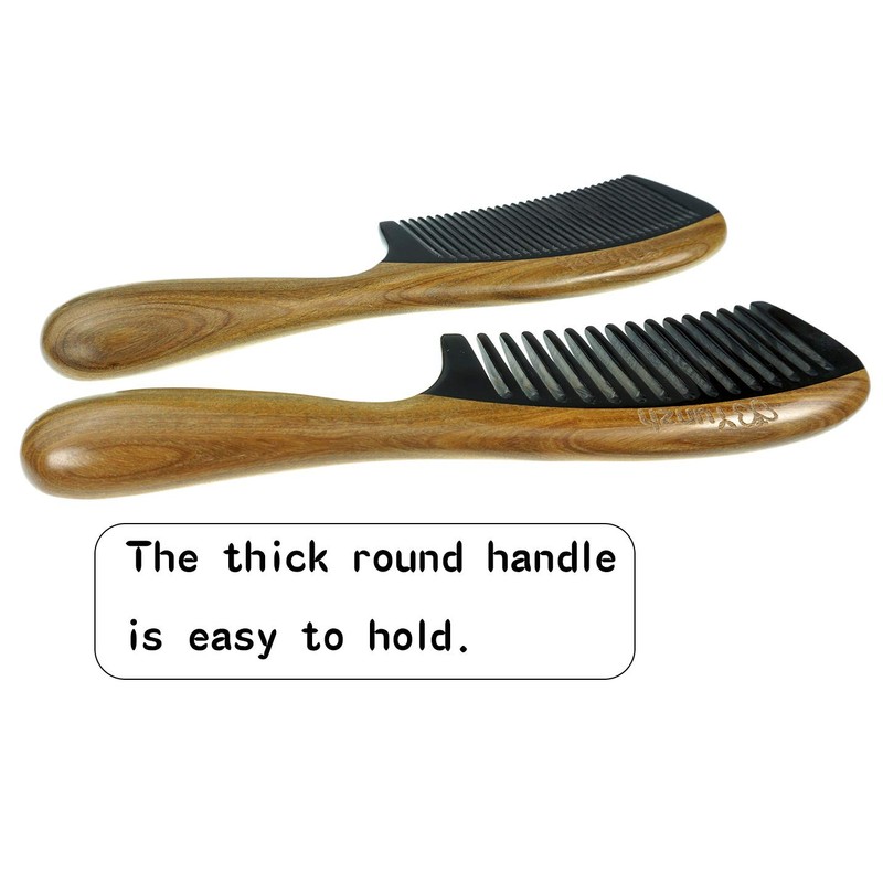 YunZh Wide Tooth Comb and Fine Tooth Combs,Sandalwood Buffalo Ox