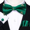 Barry.Wang Dinosaur Green Gold Bow Tie for Men Silk Pre-Tied