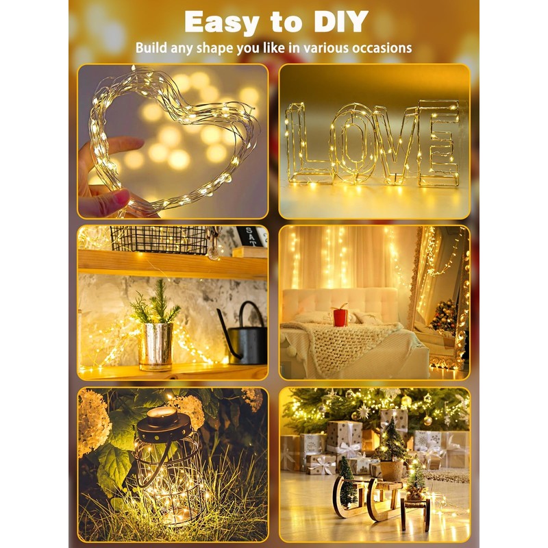 8 Pack Each 20FT 60LED Fairy Lights Battery Operated with