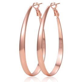 KUMIKUMI Rose Gold Hoop Earrings,Oval Lightwieght Rose Gold Hoops Hypoallergenic Large Hoop Earrings for Women Gifts (35/45/55/65MM)