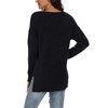 QIXING Women's Casual V-Neck Long Sleeves Side Split Loose Fit