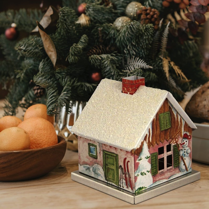 KNOX 078510W Metal Incense House-Winter Motif-5" H x 2.5" W