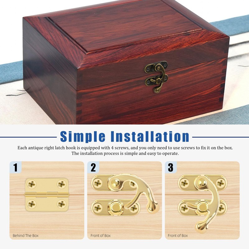 Glarks 20 Sets Antique Right Latch Hook Hasp Horn Lock