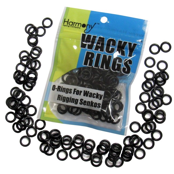 Wacky Rings (100 pk, Black – O-Rings for Wacky Rigging Senko Worms/Soft Stickbaits – Bait Saver Orings for 4&5” Senko Style Worms – Save Your Worms from Tearing While Wacky Rigging
