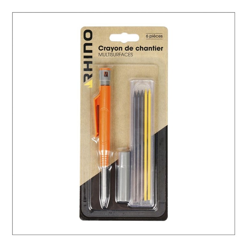 Rhino - Construction Pencil, Carpenter's Pencil, Professional Pencil, 6 Pieces,