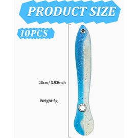 JEXOWIQ Pack of 10 Fishing Lures Rubber Fish Set, Bionic Artificial Bait, Rubber Bait, Fish Trout, Fishing, Zander and Perch Bait, Freshwater Saltwater Fishing Gift for Fishing Lures Can Jump