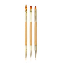 3 pinceles de dibujo de uñas, doble extremo para arte de uñas, pincel acrílico redondo para pintura plana, herramientas de uñas