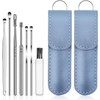 Ear Cleaner Ear Wax Removal 12 Pcs, Stainless Steel Earwax Cleaner Tool Set Ear Curette with PU Bag and Cleaning Brush, Suit for Kid Adult (Blue)