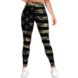 PAGYMO Printed Patriotic American Flag Camo Leggings for Women Crazy High Waisted Workout Yoga Pants, X-Large, WLG-029788