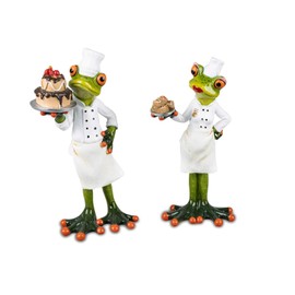 formano Set of 2 Funny Frogs Frog as a Baker, Confectioner, Pastry Chef Figurine, Frog Couple