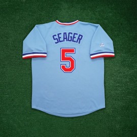 Majestic Corey Seager 1976 Texas Rangers Cooperstown Men's Blue Road Throwback Jersey - M