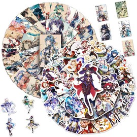 Genshin Impact Stickers, DKLQXCE Pack of 100 Genshin Stickers, Genshin Vinyl Stickers, Cute Film Anime Waterproof Stickers for Kids Laptop Tablet Scrapbook Folder Luggage Skateboard