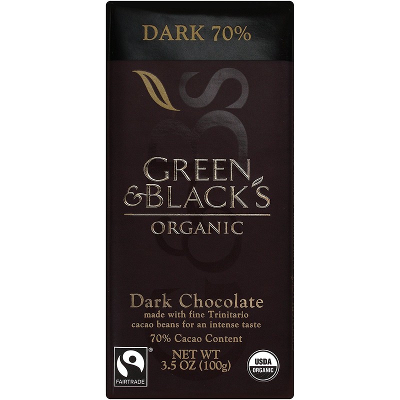 Green & Black's Organic 70% Dark Chocolate Candy Bars, 3.5