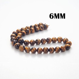 100 abalorio de piedra natural de 6 mm de ojo de tigre amarillo, abalorio sueltas con cuerda elástica para pulseras, collares, joyería