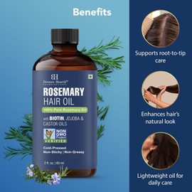 Botanic Hearth Aceite De Romero Puro Para El Crecimiento Del Cabello Infundido Con Biotina Tratamiento Fortalecedor Del Cabello Nutritivo Y Voluminizador Con Aceite De Jojoba Y Aceite De Ricino