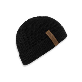 KNIT FACTORY - Jazz Hat - Knitted Hat for Men and Women - Beanie - Autumn & Winter Essentials - Timeless Fashion Accessory - Winter Hat with Wool - High Quality, black