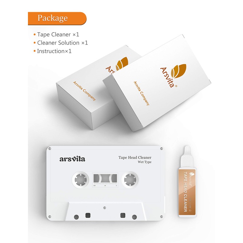Arsvita Audio Cassette Head Cleaner, Tape Cleaning Kit for Home/Portable/Car