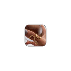 Gold Silver Thumb Rings Chunky Gold Rings for Women Asymmetrical Wavy Curve Ring Adjustable Stainless Steel Rings Jewelry (Gold)