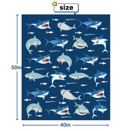 BOOPBEEP Shark Throw Blankets for Kids,Shark Gifts for Room Decor Soft Warm Lightweight Bluey Toddle Blankets Shark Pattern Sea Ocean Animals Blanket for Boys Girls