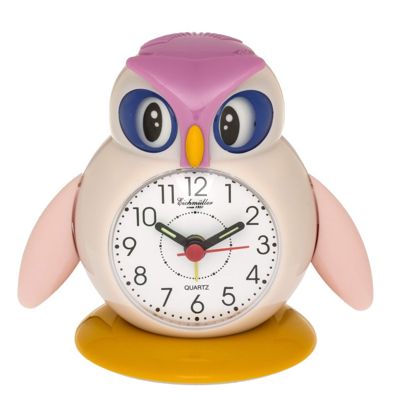 Eichmüller Children's Alarm Clock Owl Pink Analogue Alarm Clock with