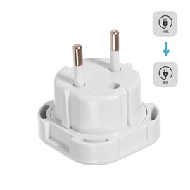 OcioDual UK to European Plug Adapter, Travel Plug Adapter, Type G to Type E and F Plug, Model YD-9625, 221V/13A White, 3-Pin to 2-Pin Converter, CE/RoHS Certification