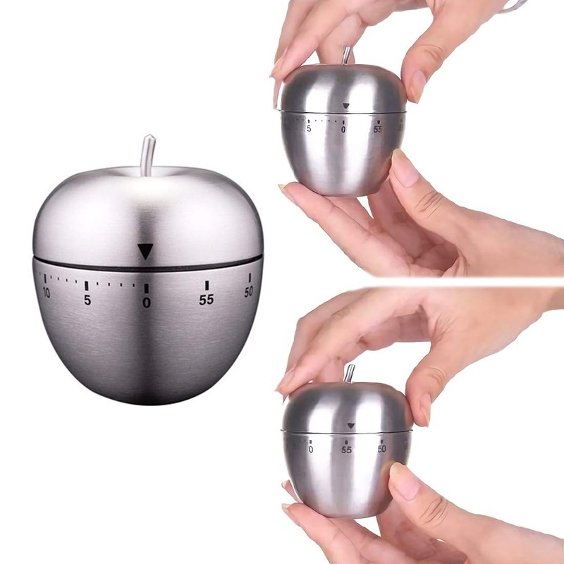 Kitchen Timer Cute Manual Stainless Steel Mechanical Rotating Alarm 60