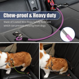 Mi Metty Dog Car Seat Belt, Dog Car Harnesses Chew Proof Steel Rope Cable, Waterproof Dogs Safety Belt, Vehicle Harnesses with Double Clips and Latch Attachment