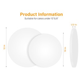 Kootek Kootek Cake Boards Drums 10 & 12 Inch Round, 1/2" Thick Decorating Supplies White 6-Pack Sturdy Corrugated Cardboard Base, Base para Pastel