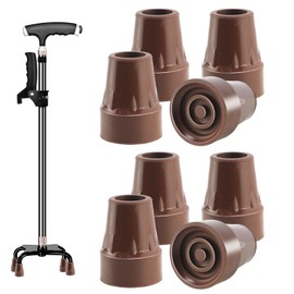 Z&Q LABOR 7/8” Crutch Feet Cap Upgrade Heavy Duty Rubber Accessories Replacement Cane Tips for Seniors Walking Stick,Hiking Stick,Safety Canes,Crutches Feet Accessories(8 Pack,Brown)