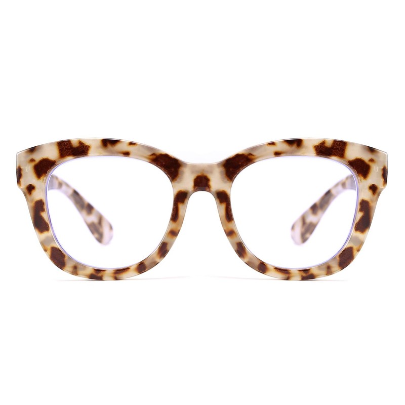 FEISEDY Retro Reading Glasses Thick Square Big Frame Blue Light