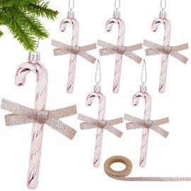WANYIG Pack of 6 Christmas Tree Decoration Candy Canes Christmas Tree Decoration Christmas Tree Decoration Christmas Tree Decoration Ornaments Xmas Tree Hanging (Pink)
