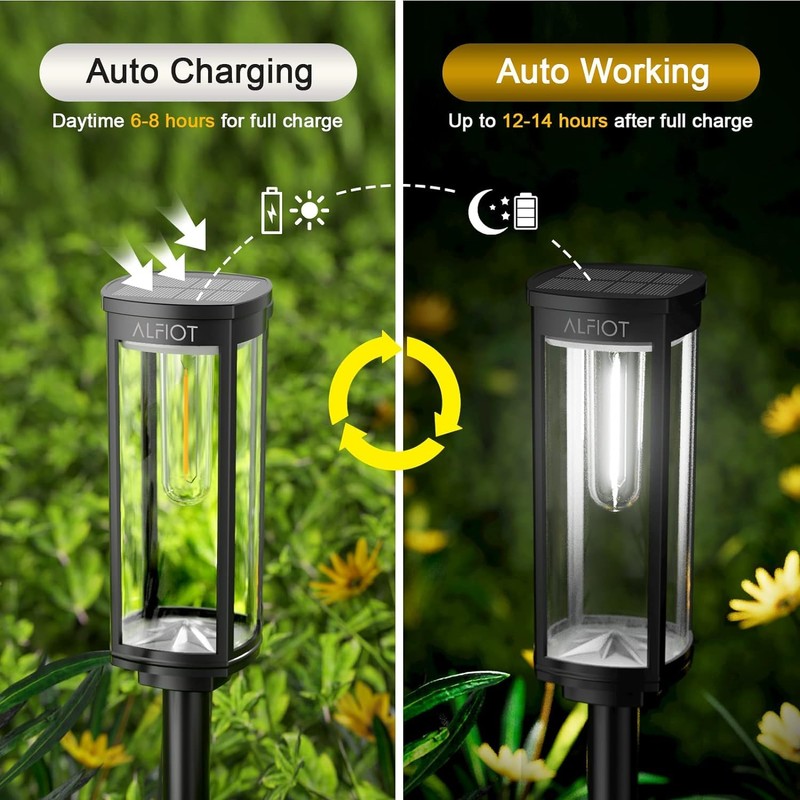 ALFIOT Solar Pathway Lights Outdoor,6 Pack Solar Lights Outdoor, IP65