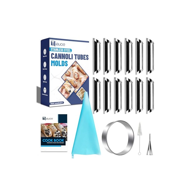 17pcs Cannoli Tubes Molds Kit, Non-stick Stainless Steel 12pcs Diagonal