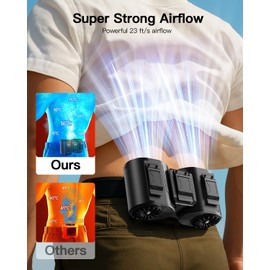 Portable Waist Fan Rechargeable, Detachable Dual Motors Personal Fans 5 Speeds 20000RPM Strong Airflow, 10000mAh 24H Runtime, Portable Neck Fan, Waist Belt Clip Fan for Outdoor, Camping (Black)