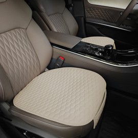 ZJHELM Car Seat Covers, 2 Pcs Linen Front Seat Cushion,Warm Winter Cool Summer Bottom Seat Cover,Car Seat Covers Front Seats Only,Suitable for Most Cars (Beige)