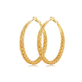 WATEFOER Gold Hoop Earrings for Women Hypoallergenic Silver Post Hoop Earrings Complicated Twisted Design Thick Gold Hoop Earrings for Women Girls, Copper, No Gemstone