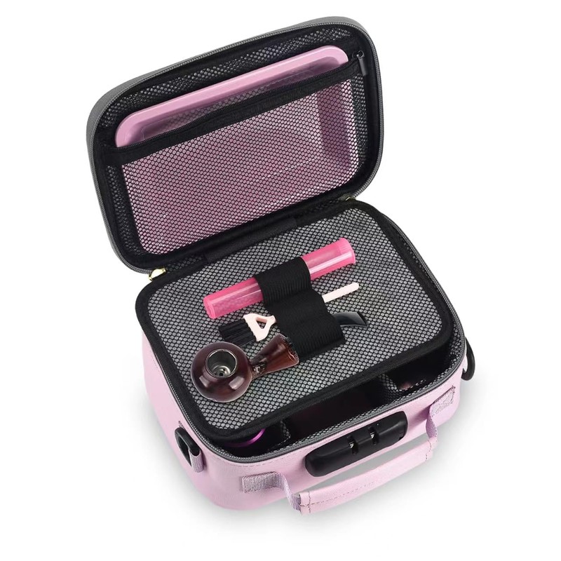 Gosstek PU Leather Smell Proof Bag with Combination Lock, Childproof