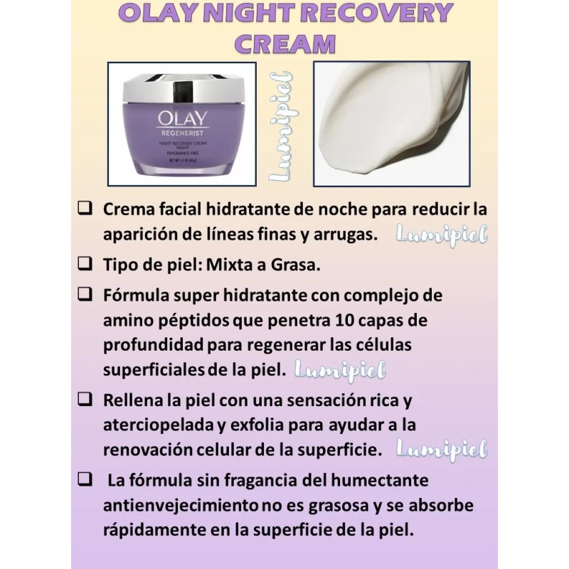 Olay Regenerist Crema Hidratante De Recuperación Noche 48g