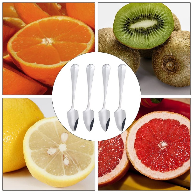 4 Pcs Grapefruit Spoon with Serrated Edge Stainless Steel Fruit