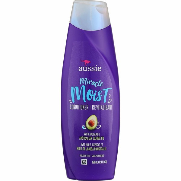 Aussie Miracle Moist Conditioner 12.1 Ounce With Avocado & Jojoba Oil (360ml) (3 Pack)