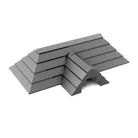 Steinchenshop Roof truss made of 86 clamping blocks, slopes roof tiles in dark bluish grey, compatible with the market leader (dark grey)