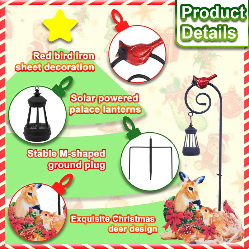 Guangxie Deer Garden Metal Stake with Solar Light, Outdoor Solar