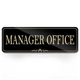 9x3 Inch Manager Office Room Sign Acrylic Self-stick Door Wall Signage for Business Office (Royal Black)