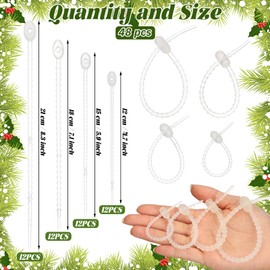 Wesnoy 48 Pcs Clear Christmas Flexible Garland Ties Assorted Size Adjustable Decorative Soft Ties Reusable Banister Garland Straps for Christmas Tree Mantel Fences Holiday Craft Wrapping