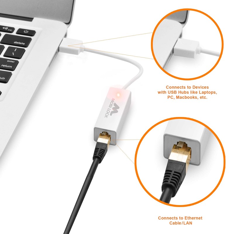 USB Ethernet (LAN) Network Adapter Compatible with Laptops, and All