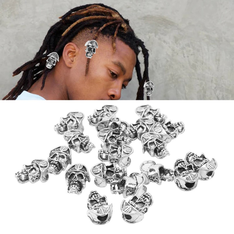 20PCS Beard Beads with Holes Dreadlock Ornaments DIY Vikings Beard