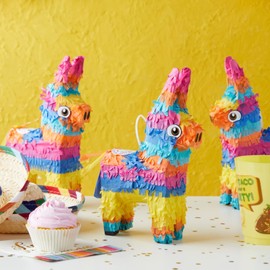 Blue PANDA - Paquete de 3 piñatas de burro para fiesta de cumpleaños, piñata mexicana para suministros de fiesta de Cinco de Mayo (5.5 x 9.25 x 2.15 pulgadas)
