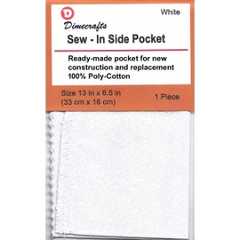 -Dimecrafts Sew-in Repair Side Pocket for Replacement of Trousers/Jeans 1-Count per Package (White)