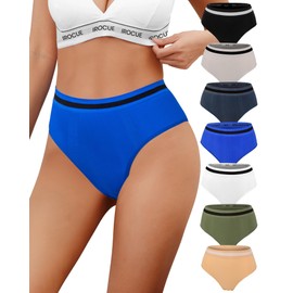 IROCUE Seamless Bikini Underwear Womens High Waisted Cheeky Panties Stretch Comfortable High Cut Panty 7 Pack M